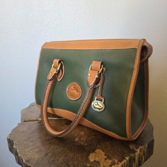 AWL Satchel Green Tan Leather Zip Top - Picture 9 of 16